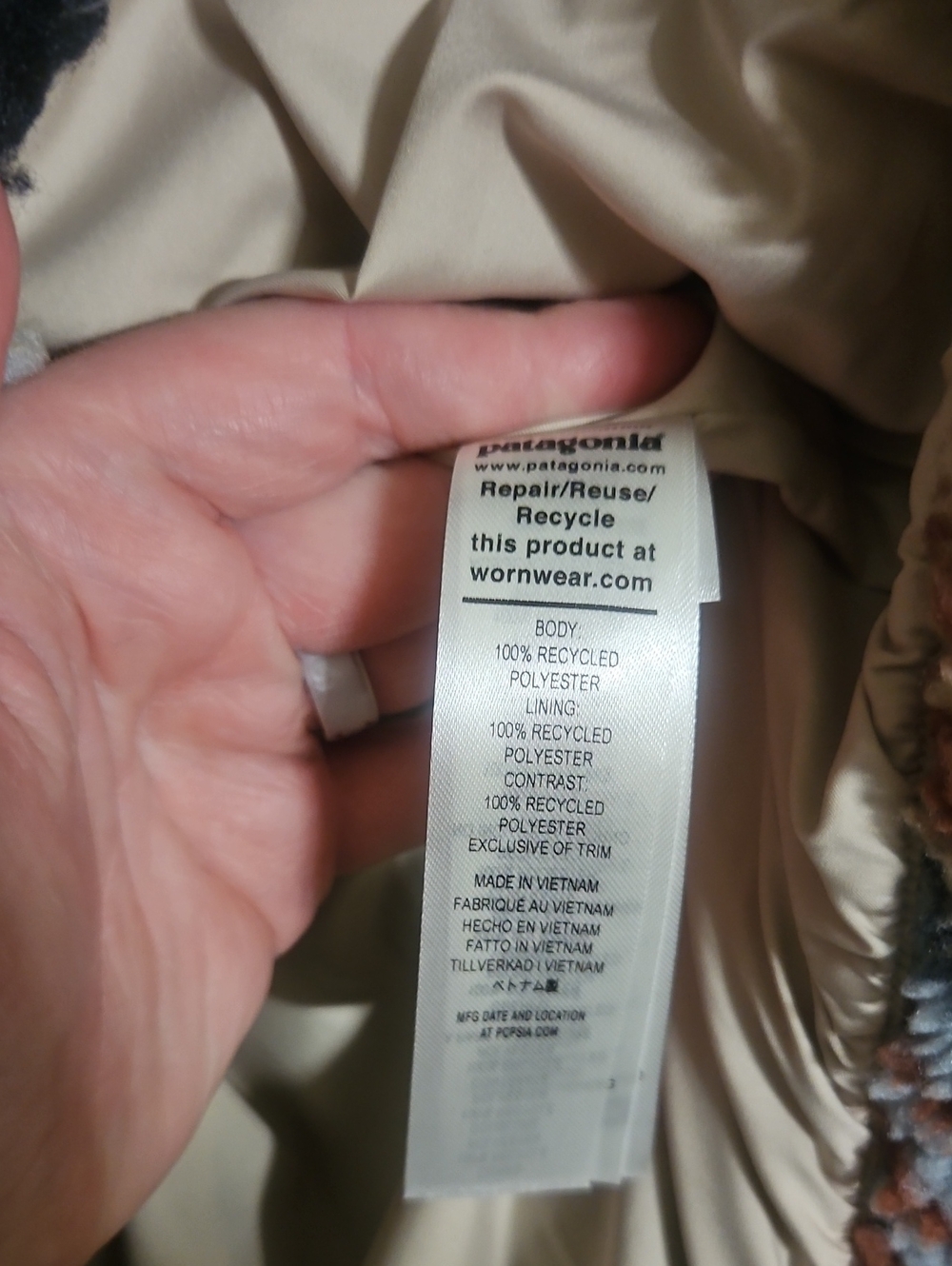 Patagonia Lunar Dusk Hoodie: RAINFALL QUILT: DARK NATURAL: NEW WITH TAGS: SIZE M - Picture 5 of 6